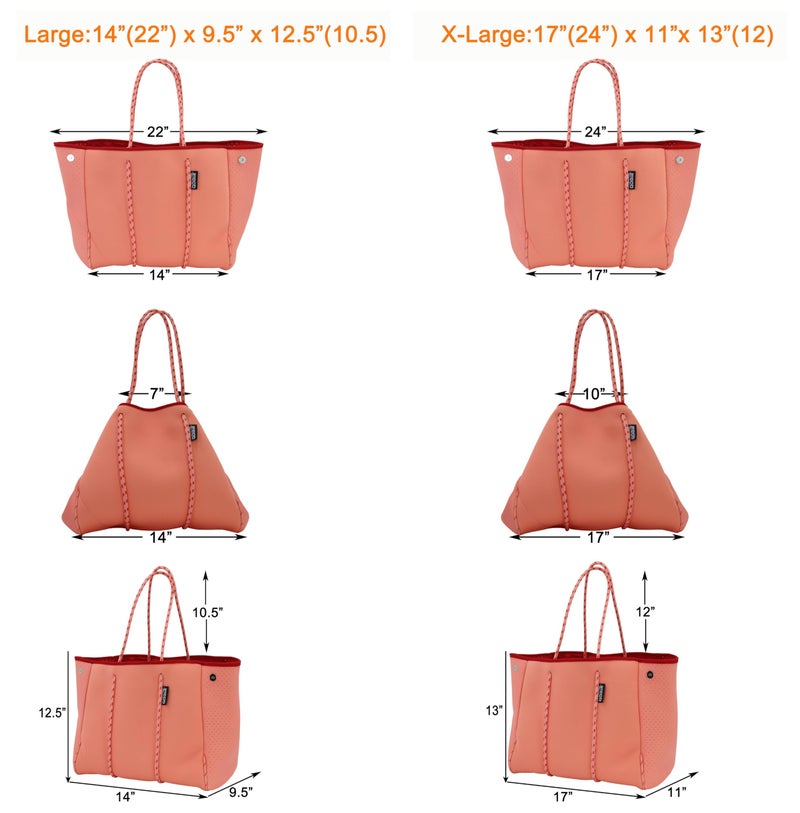 QOGiR Neoprene Multipurpose Beach Bag Tote with Inner Zipper Pocket (Coral, X-Large) - Image 3